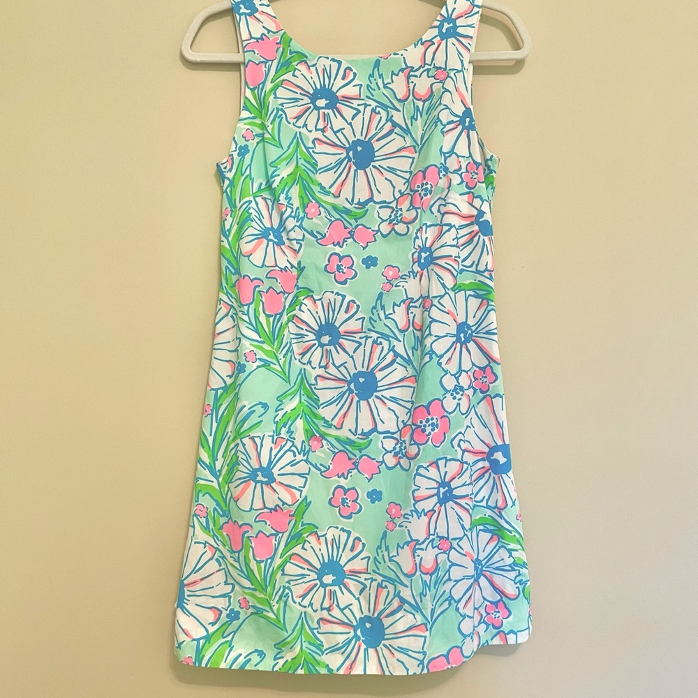 EUC Lilly Pulitzer Delia Sand Bar Blu Splish Splash Sleeveless Shift Dress